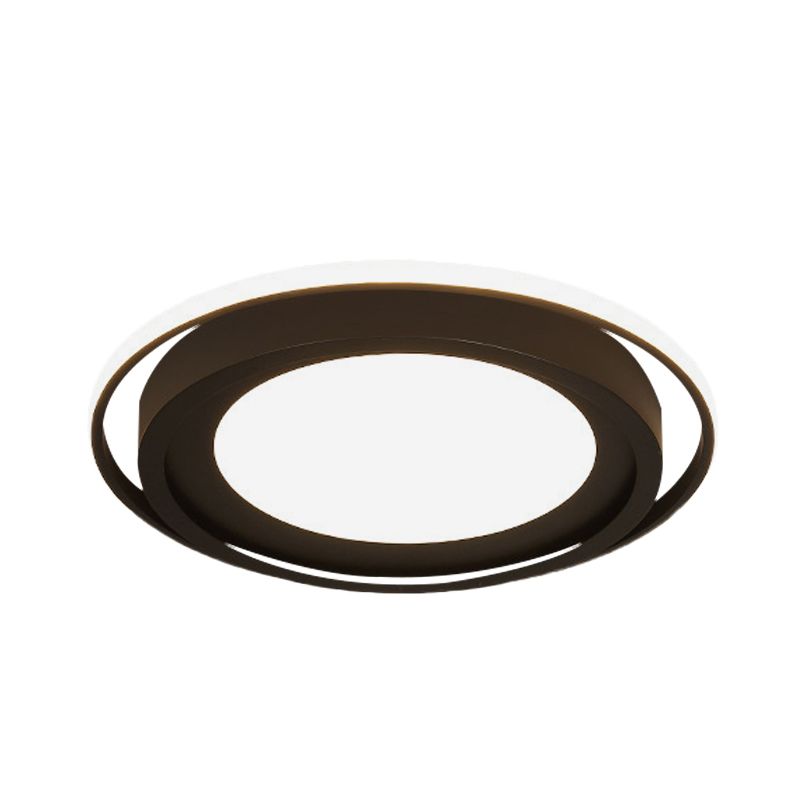 Acrylic Round Flush Lighting Modern LED Flush Mount in White/Black for Bedroom, White/Warm Light