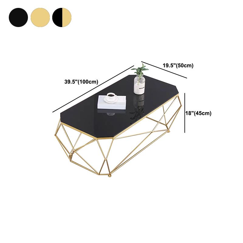 Modern Frame Coffee Table Glass Top Cocktail Table for Living Room