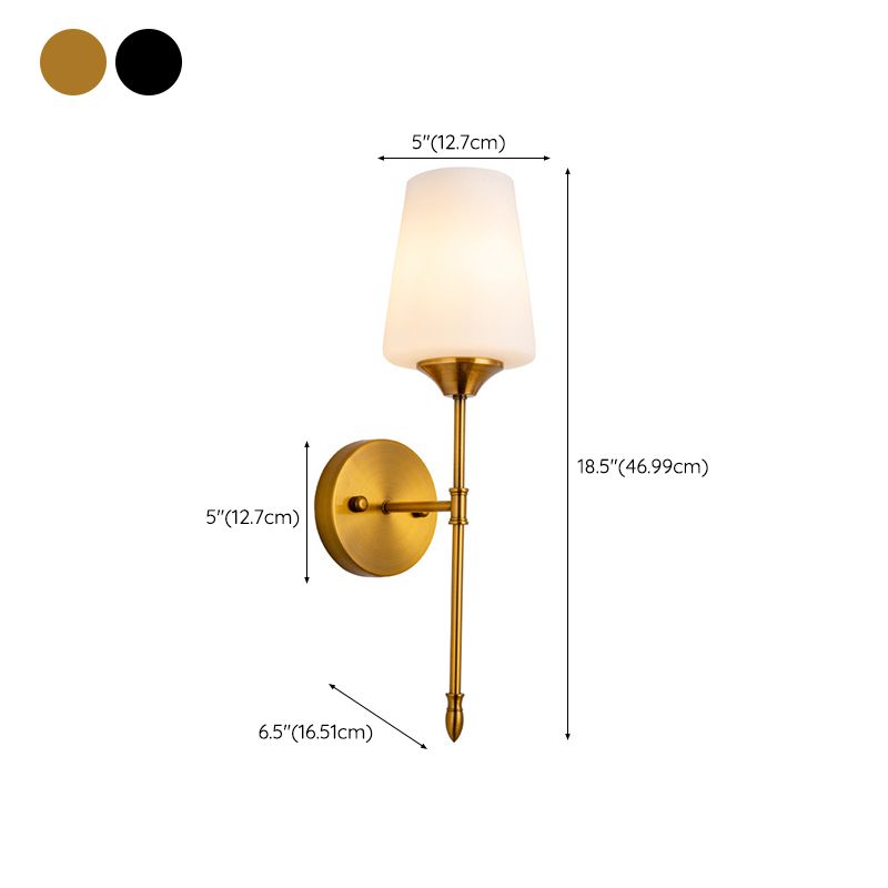 Modern Metal Wall Sconce Minimalist Wall Light with Glass Shade