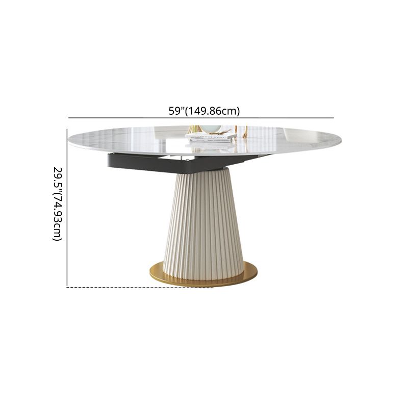 Modern Sintered Stone Dining Room Set with Round Top and Pedestal Base Dining Furniture