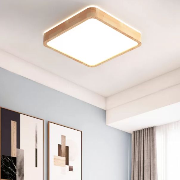 Bois Couleur Voyant Réel Ceiling Light in Modern Concise Style Plafond Fixture avec Shade Acrylique