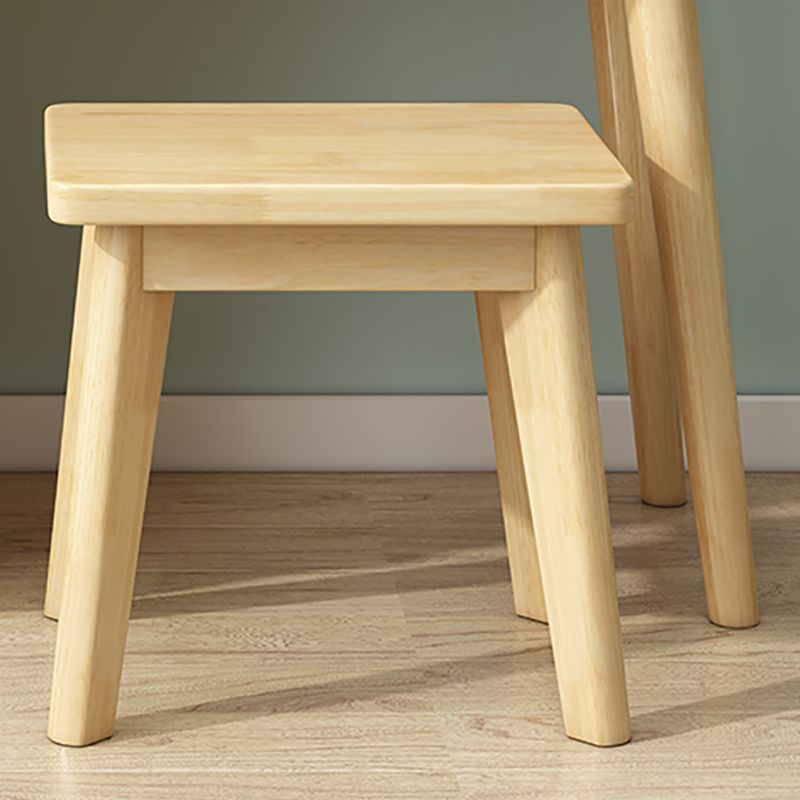 Rubberwood Vanity Set with Stool and Mirror Scandinavian 4 Drawers Dresser