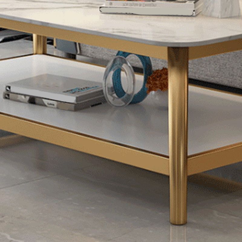 Glam Coffee Cocktail Table 4 Legs Cocktail Table with Storage
