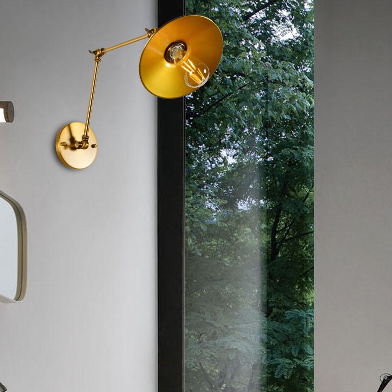 Industriestil Schwung Armwandlampe mit ausgestattetem Farbton 1 leichte Metallwandmontage Licht in Messing