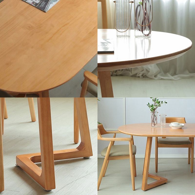 Modern Natural Wood Oval Dinette Table Wood Base Dining Table for Living Room