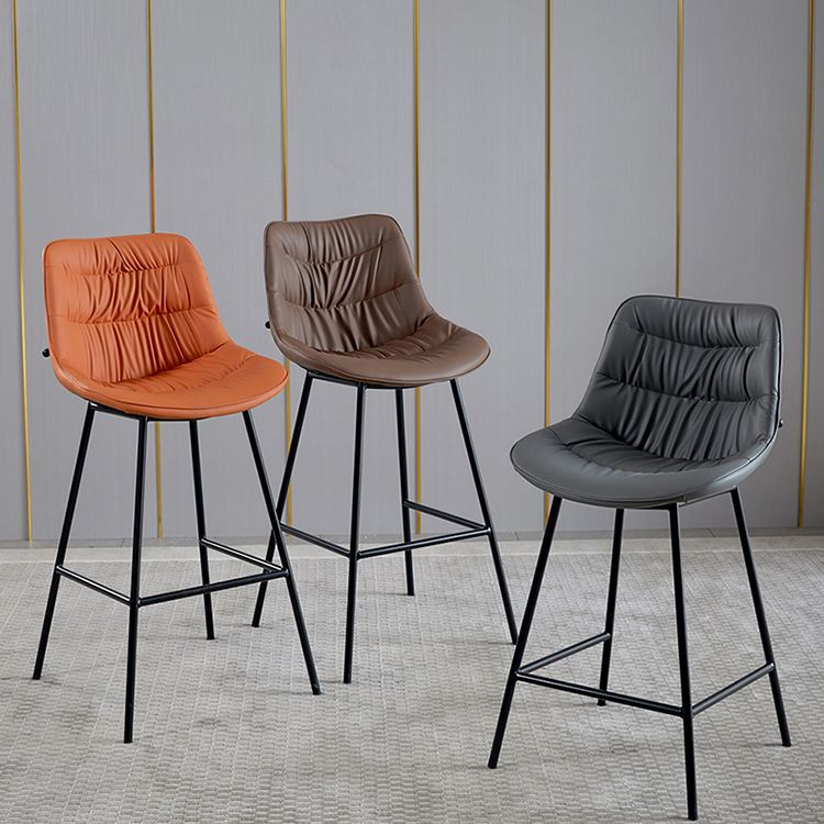 Contemporary Style Bar Stool PU Leather Counter Bar Stool with Metal Legs for Home