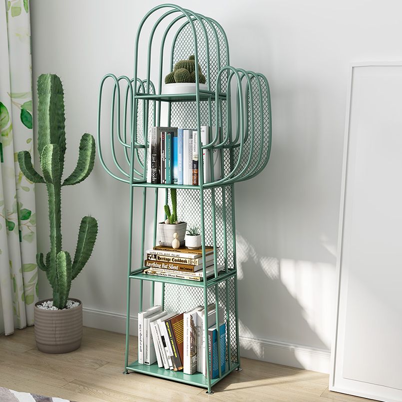 Modern Style Bookcase 4 Shelf Closed Back Metal Bookshelf for Home