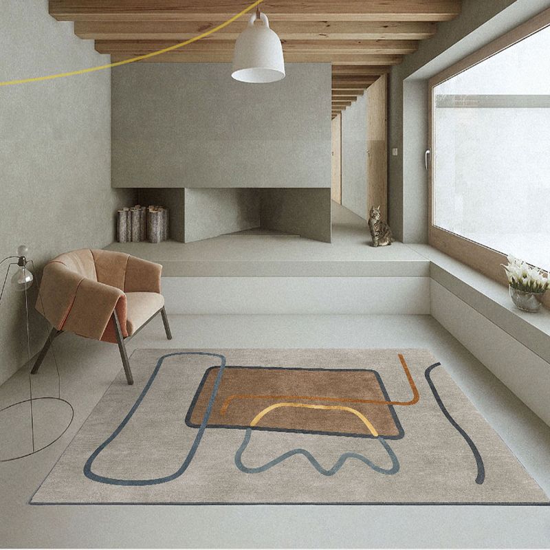 Geometrisch gebied Rug modern contrastpaneel Polyester kleurbestendig tapijt voor woonkamer