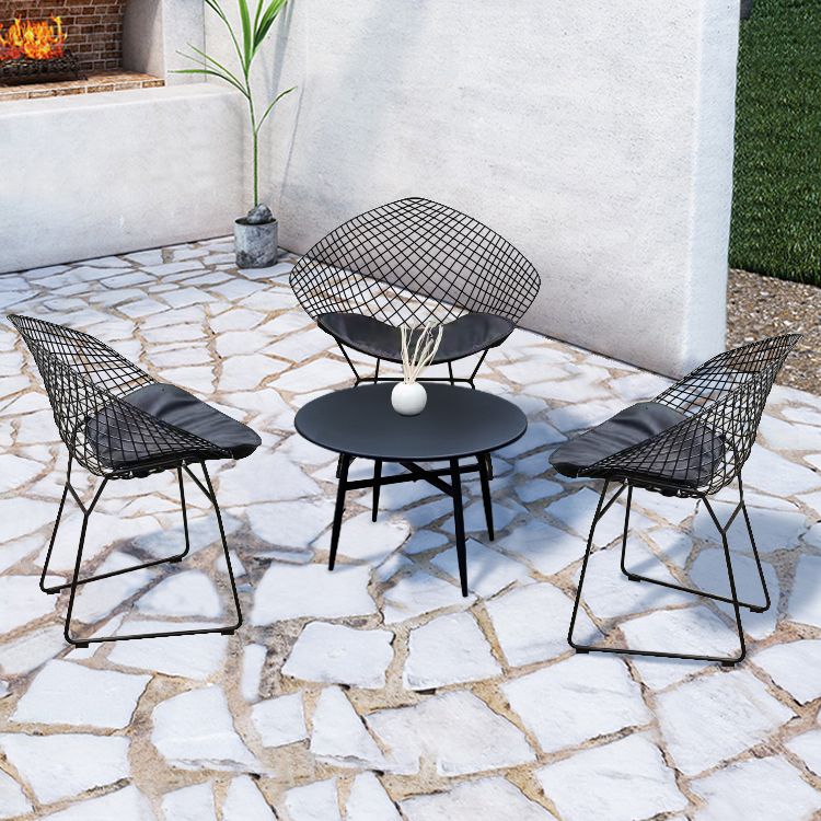 Black Modern Bistro Table Set 1/2/3/4/5 Pcs Metal Bistro Set for Small Places