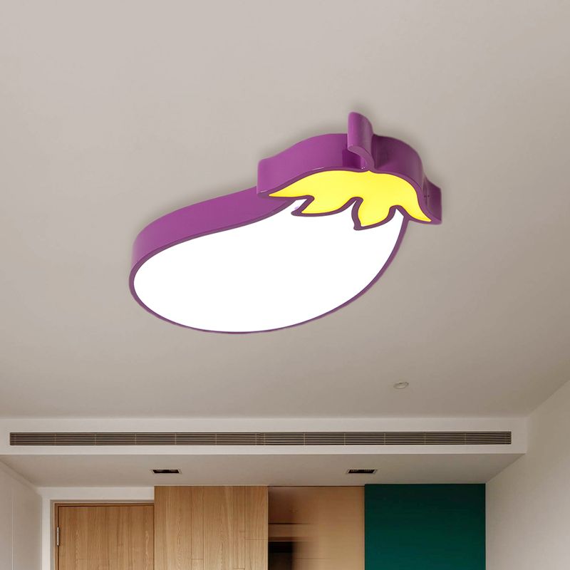 Cartoon Carrot / Pepe / Pumpkin Massimale Monte Acrilico Led Kids Room Flush Light Fixture in bianco