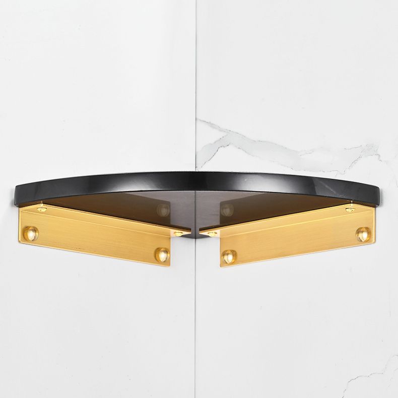 2 Piece Bathroom Hardware Set Metal and Marble Bath Shelf Set