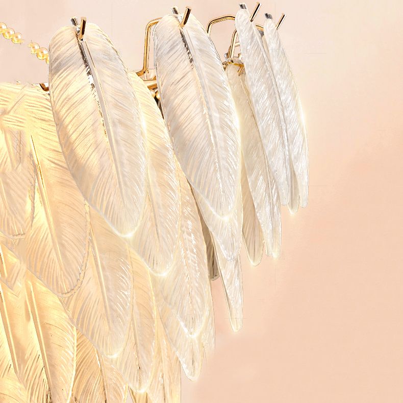 Costilla de iluminación moderna de lámpara de forma de pluma con pantalla de lámpara de vidrio para estudiar