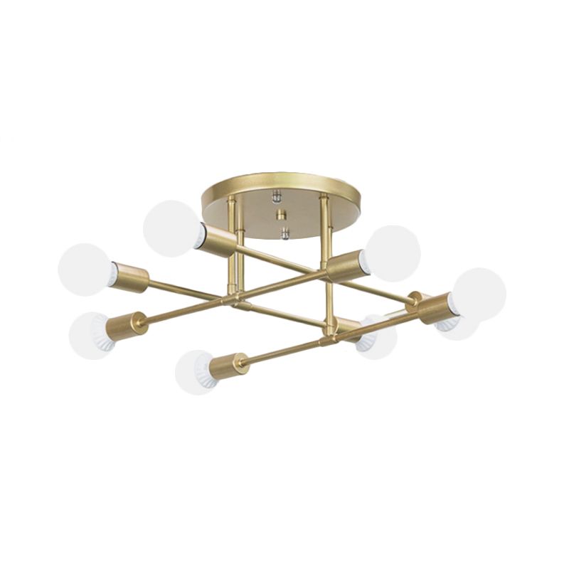 Goldene gekreuzte Linien, halbbündige Leuchte, moderne Deckenleuchte mit 6/8 Köpfen für das Wohnzimmer
