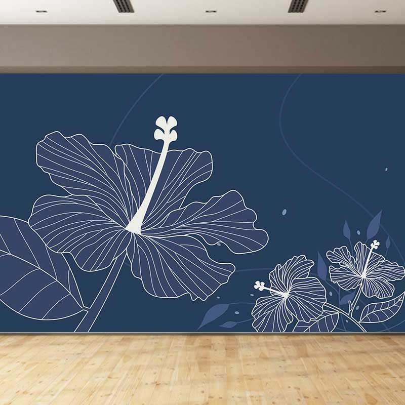 Plant Illustration Contemporary Wall Covering for Sleeping Room, Custom Size