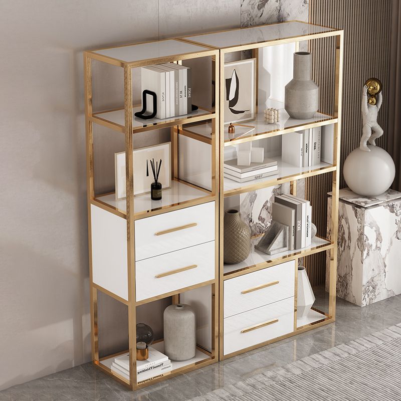 Glam Style Bookshelf Open Back Bookcase for Home Office and Study Room