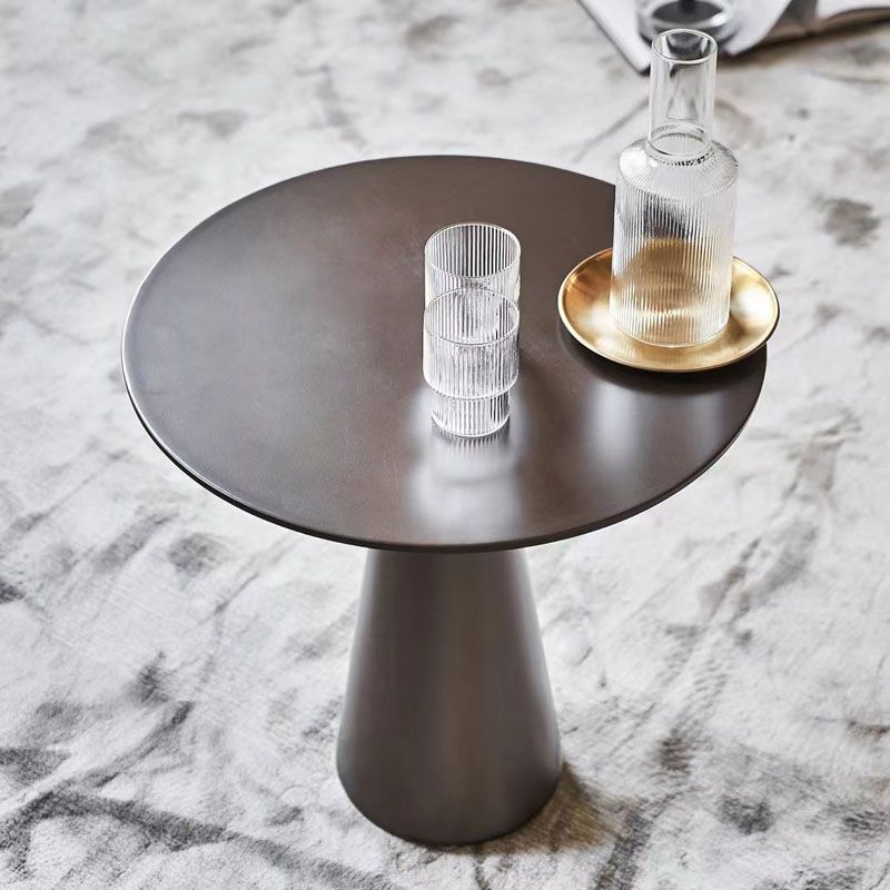 Mid-century Modern Style Pedestal Base Circular Top Metal Side Table