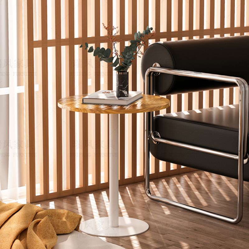 Round Pedestal End Table Minimalist Wood Side End Table for Living Room