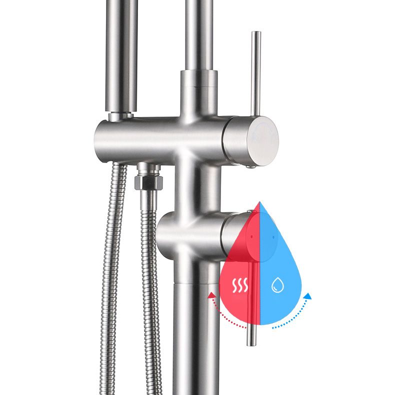 Modern Freestanding Tub Filler Floor Mounted Tub Faucet with Dual Handle