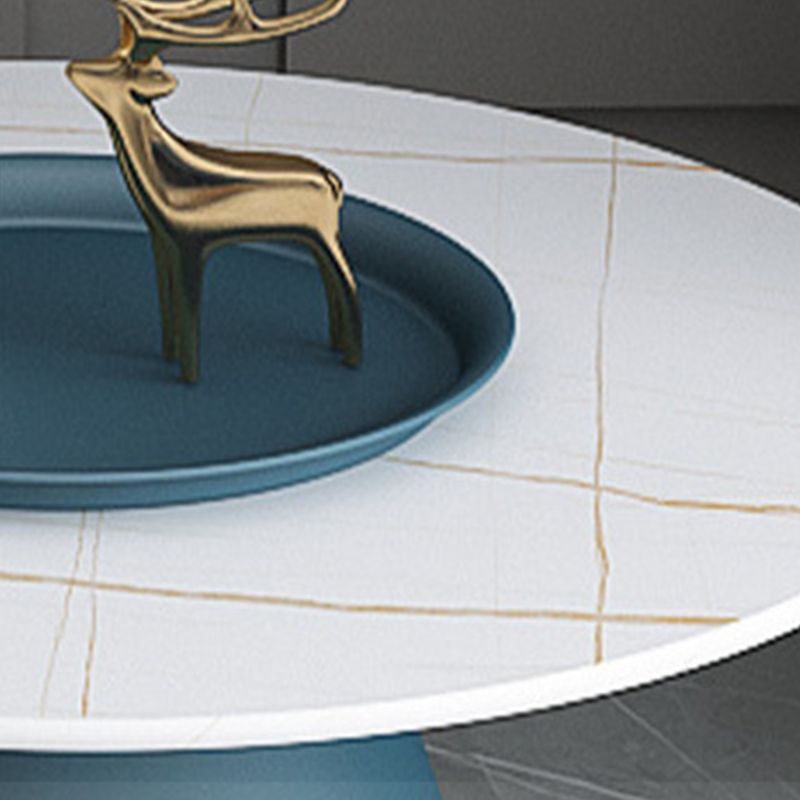 Mid-Century Modern Metal Pedestal Round Tray Top Single Coffee Table