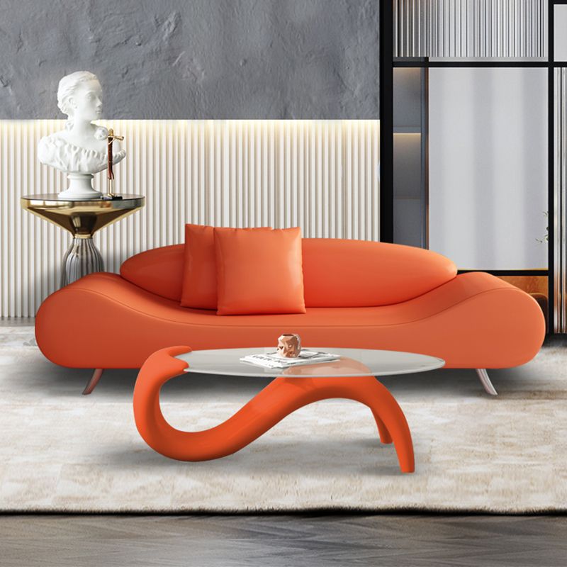 Faux Leather Armless Curved Sofa 27.55" Wide Contemporary Sofa, Stain Resistant