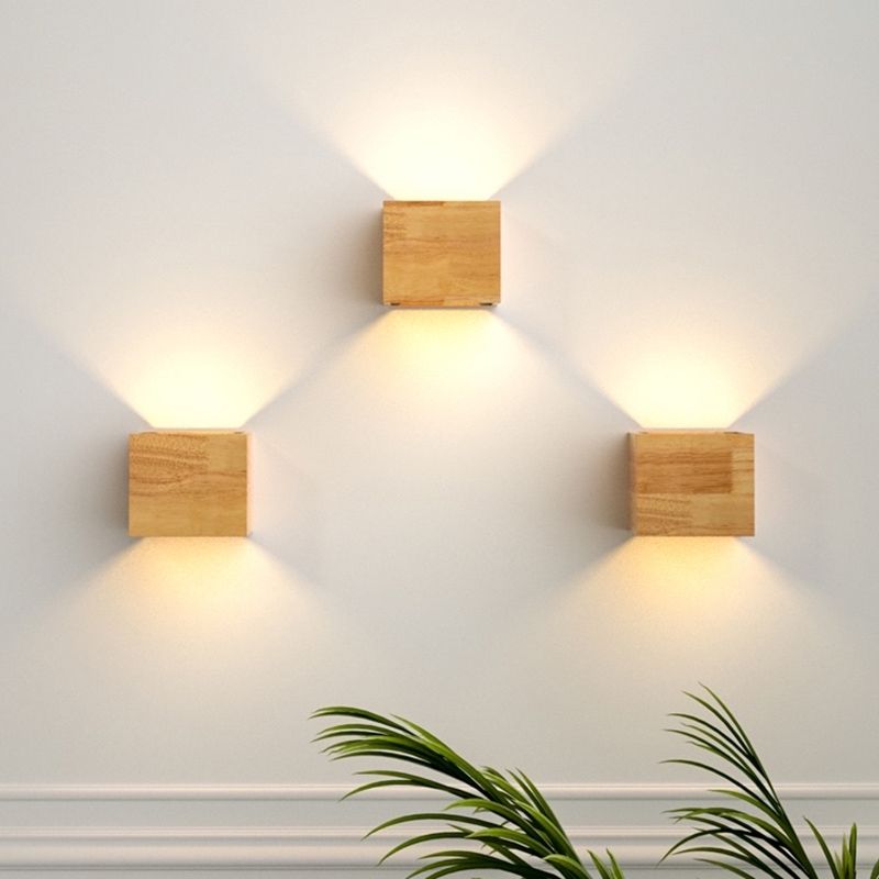 Geometric Wall Light Fixture Minimalist Style Wood Wall Lamp