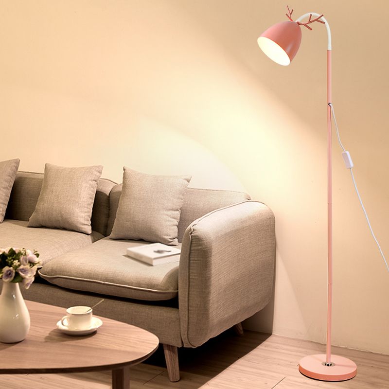 Macaron Metal Floor Reading Lamp 1-Light Floor Light for Living Room