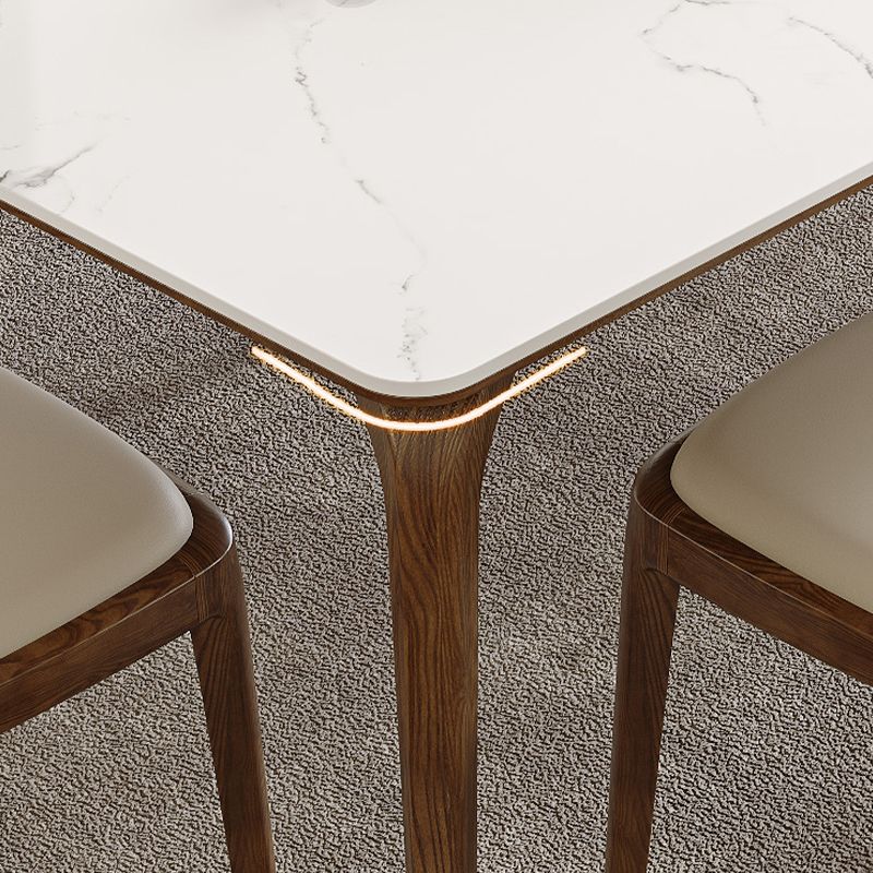 Modern White Stone Top Dining Set 1/5/6/7 Pieces Dining Table Set with White Chairs