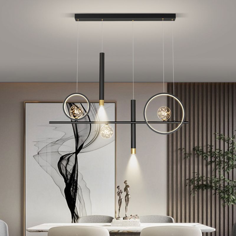 Contemporary Style Geometry Island Lighting Ideas Metal 7- Light Island Pendant Lights