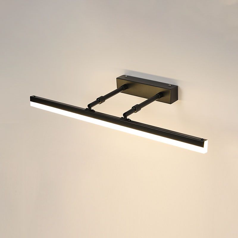 Metal Linear Shape Wall Light Modern 1-Light Swing Arm Mirror Wall Mount Light Fixture
