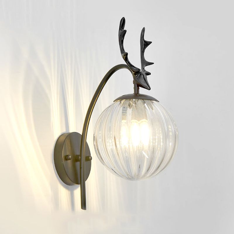 1-Light Ball Wall Lamps Modern Style Glass Wall Mounted Lights