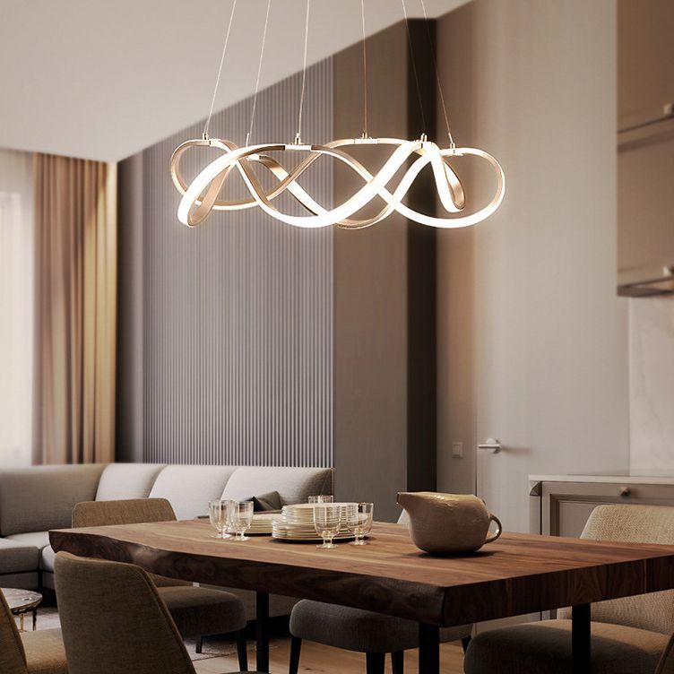 Aluminium LED Hanging Lamp in Modern Luxury Style Acrylic Linear Pendant Light for Living Room