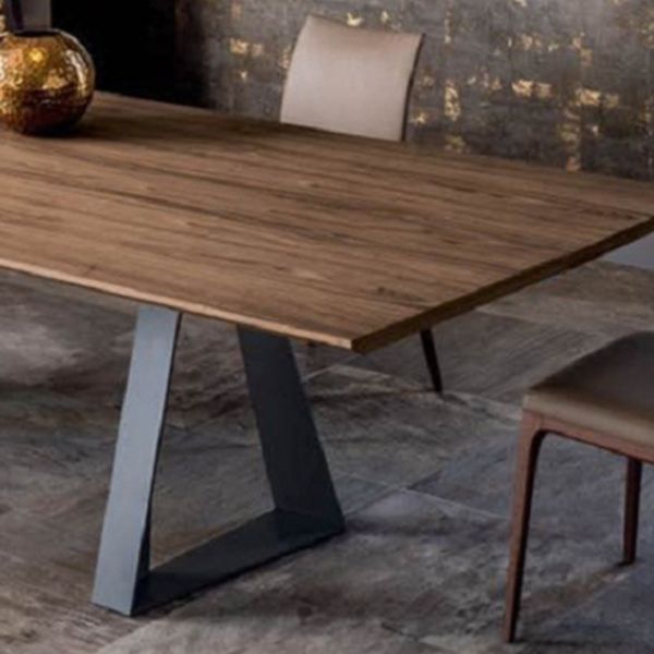 Industrial Style Rectangle Table Wooden Dining Table with Metal Legs
