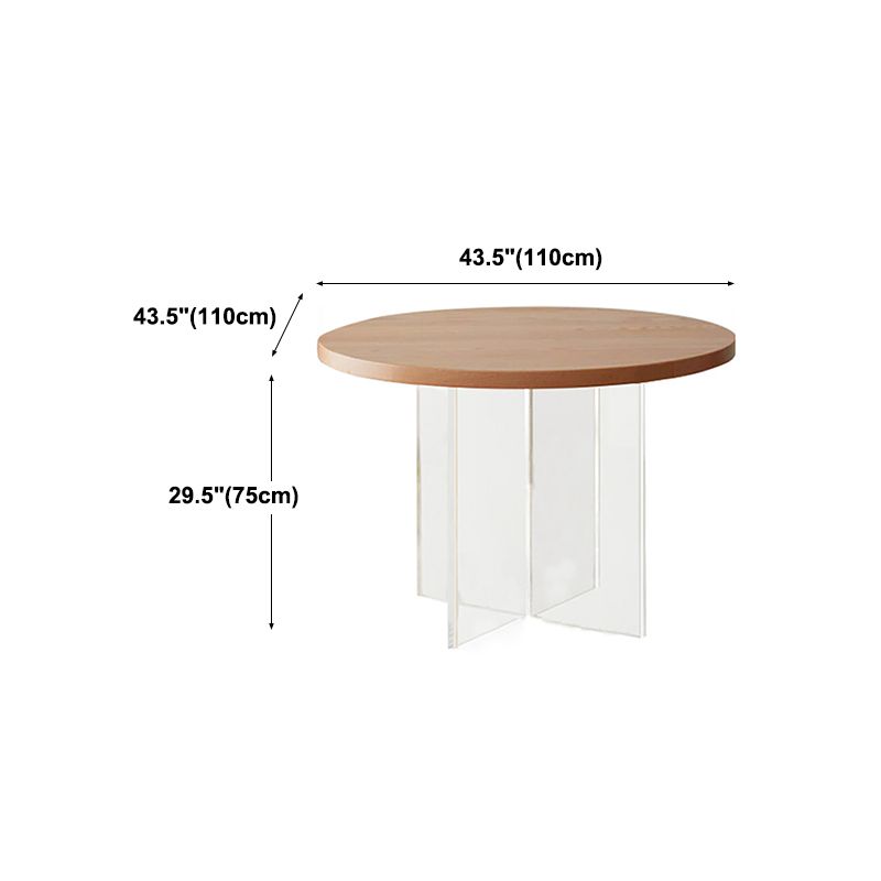 Pine and Acrylic Round Dining Table Modern Natural Dinner Table Kitchen Home