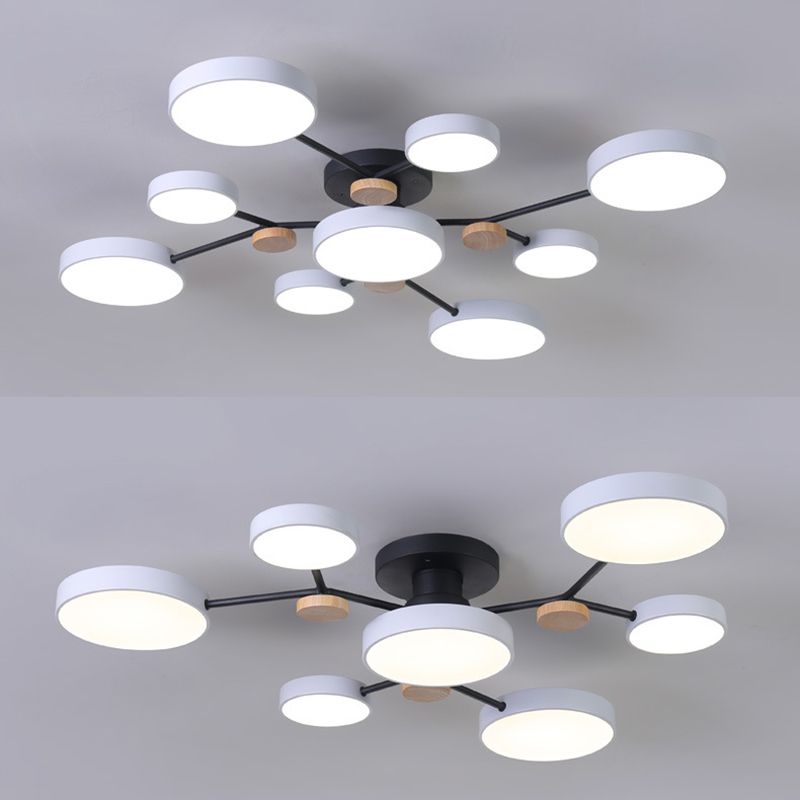 Multiple-Light Drum Flush Light Modern Metal Flush Mount Ceiling Light