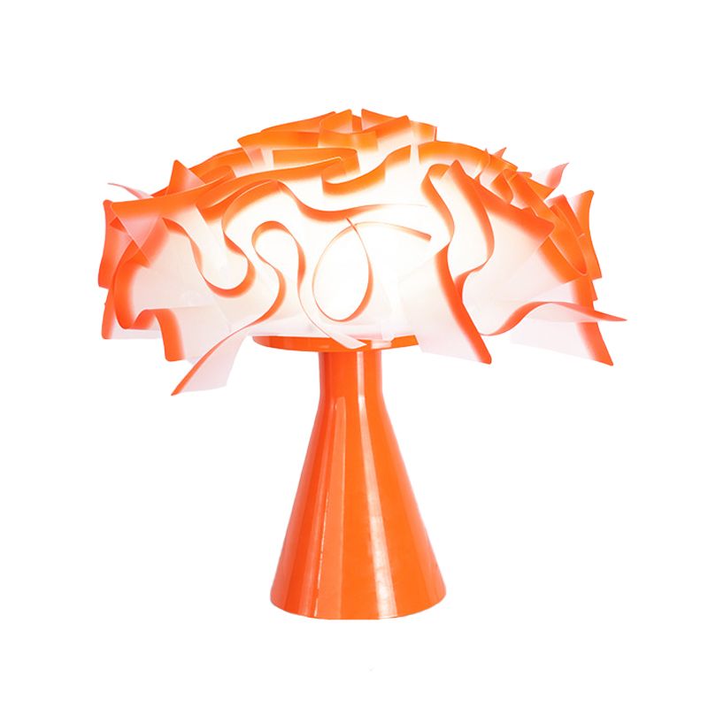 LED Bedroom Table Lighting Modern Orange Nightstand Lamp with Flower Acrylic Shade