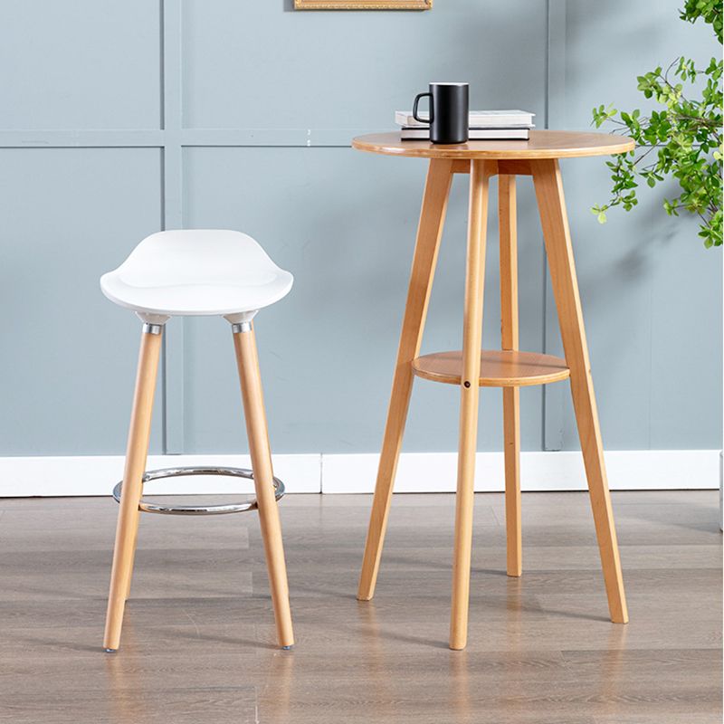 Nordic Style Plastic Seat Barstool 4 Legs Base Minimalism Bar Stool, Set of 2