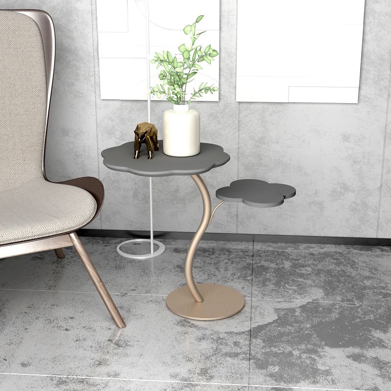 Modernistic Living Room Double Tier Round with Storage Pedestal Side Table