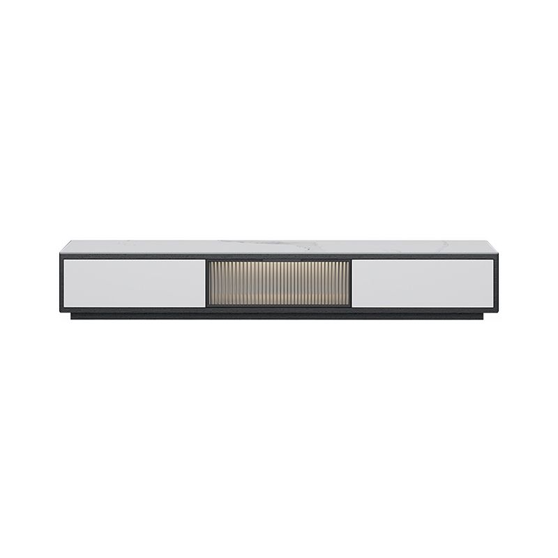 Stone Modern TV Stand Black Enclosed Storage TV Console with Drawers