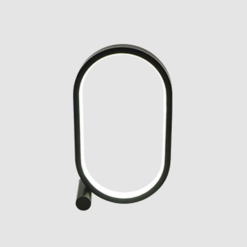 1 Light Oval Nightstand Lamp Contemporary Metal Nightstand Lamps for Bedroom