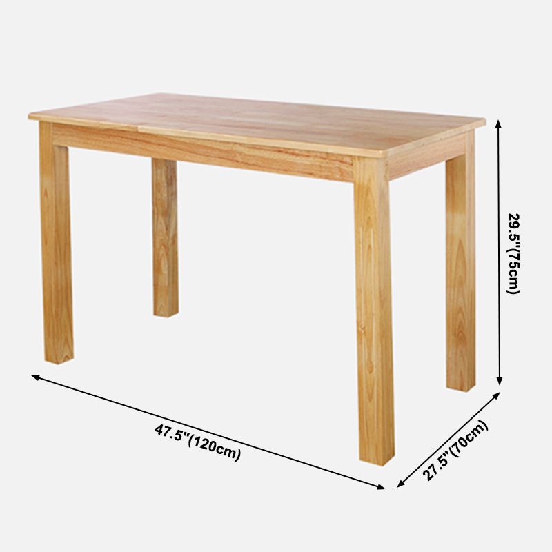 Contemporary Style Oak Dining Table 4 Legs Solid Wood Base Table for Home