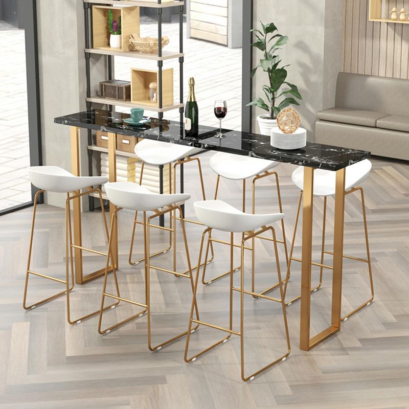 Glam Faux Marble Bar Counter Table Rectangle Bar Counter Table for Kitchen