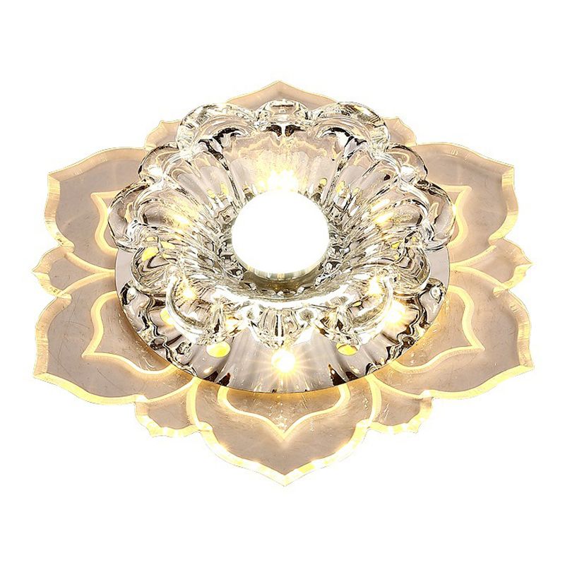 Lámpara de techo empotrada en forma de flor de estilo contemporáneo con orificio de cristal de 2-3,5 pulgadas de diámetro