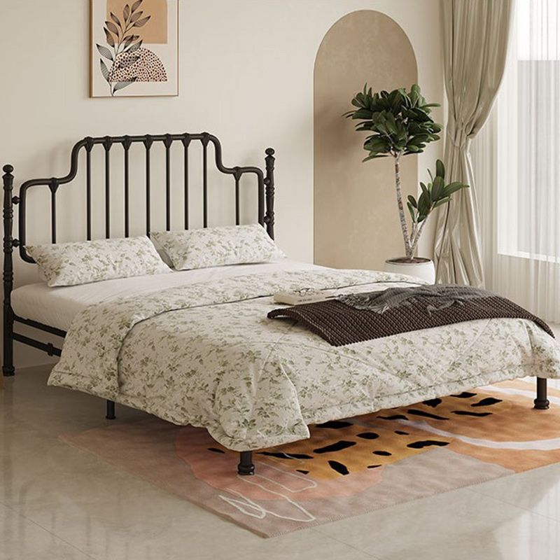 Black/White Open-Frame Bed 50" High Metal Bed with Headboard