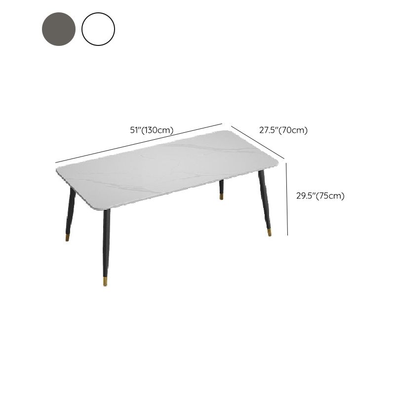 Modern Rectangle Dining Table Matte Finish Stone Top Dinette Table