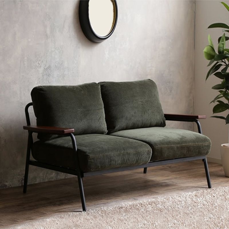 Contemporary Fabric Standard Settee Cushions Square Arm Sofa