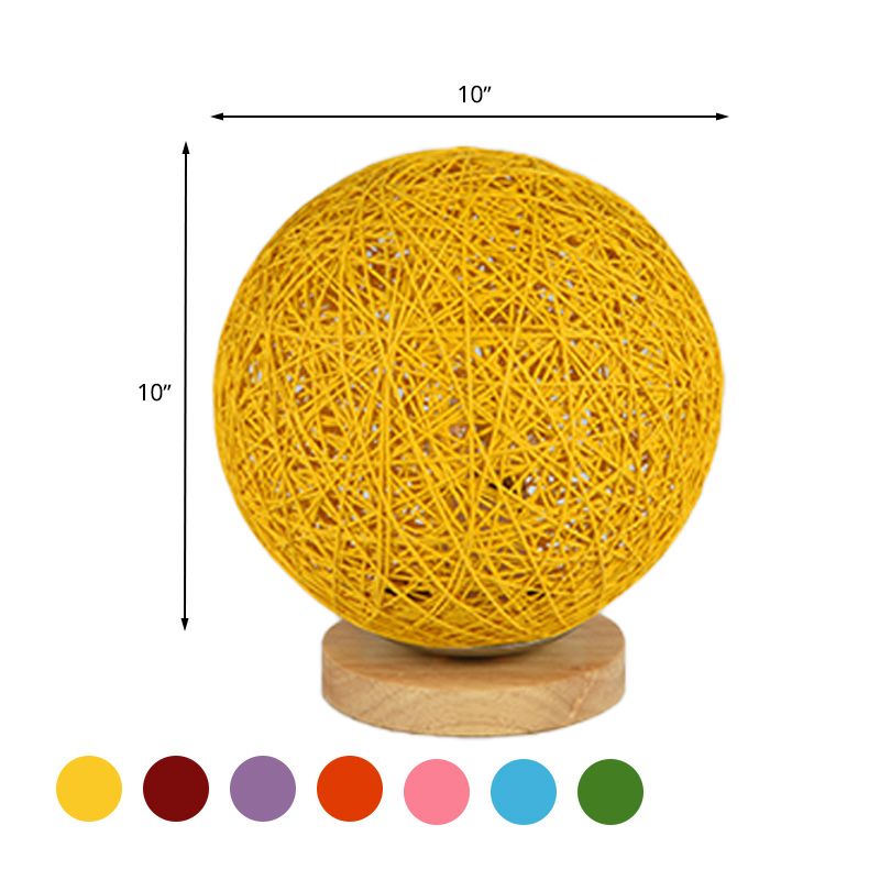 Lámpara de techo de pasillo de 1 cabezal tejida a mano de estilo moderno con pantalla esférica de ratán de 6"/8" de ancho en rojo/rosa