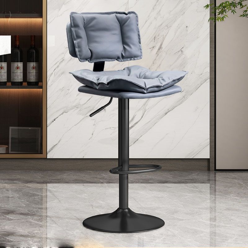 Glam Style Faux Leather Bar Stools Swivel Adjustable Height Bar Stool with Black Base