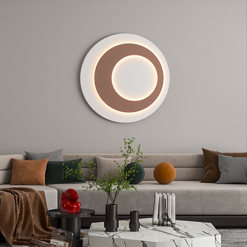 Round LED Wall Lamp 1-Light Modern Wall Mount Lamp with Acrylic Shade for Bedroom