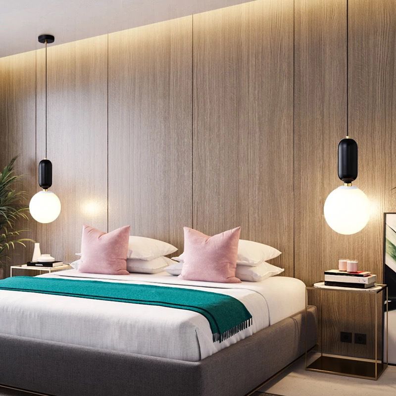 Nordische minimalistische Gla-Globus Hanging Lampe Single-Bulb Kreative Ausrufezeichen Anhänger Licht für Schlafzimmer