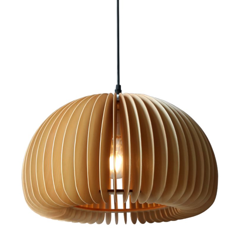 Wood Nordic Modern Pendant Light 1-Light Hanging Ceiling Light for Hallway